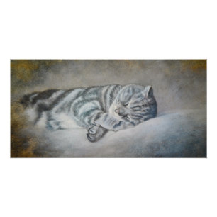 Poster Sweety Sleeping Cat - Peinture à l'huile par Lukia