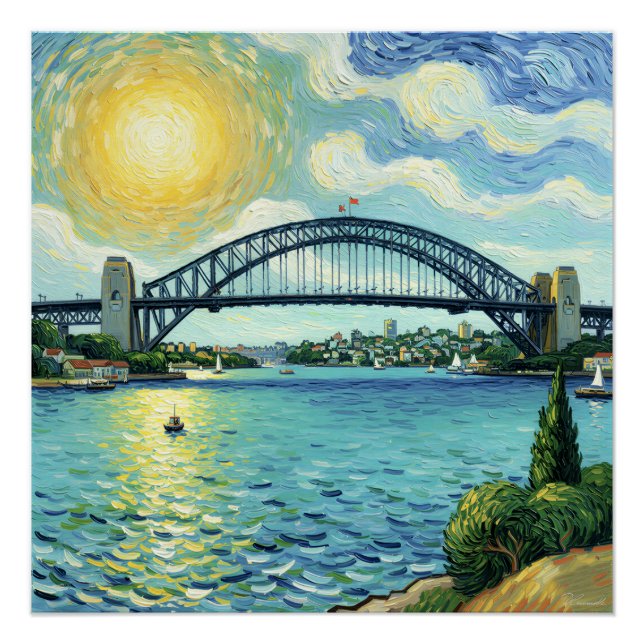 Poster Sydney Harbor Bridge bathed in sunlight (Devant)