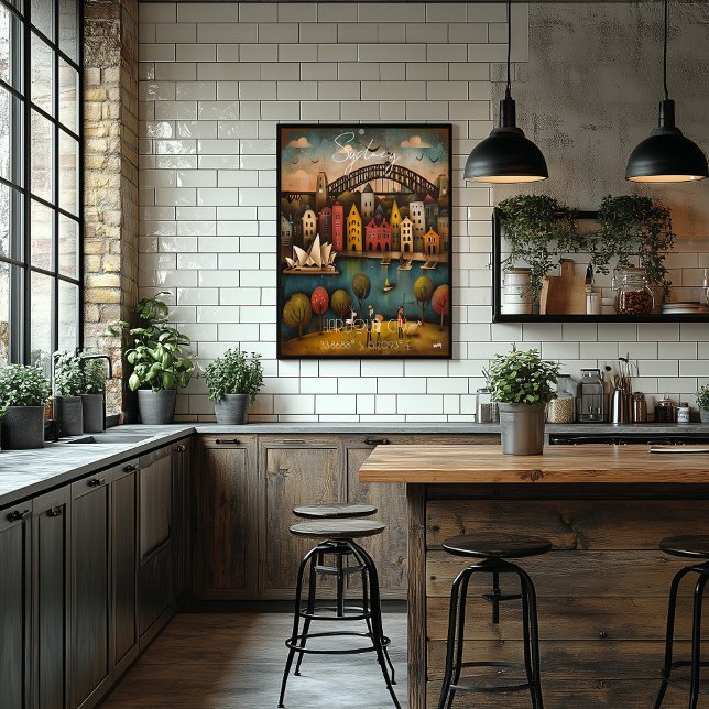 Poster Sydney: Harbour City - Whimsical Art (Créateur téléchargé)