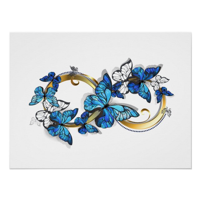 Poster Symbol Infinity of Blue Morpho Butterflies (Devant)