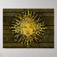 Symbole apollo Sun sur le Motif de clé grecque