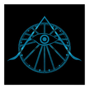 Poster Symbole "Awaken" OEil à vue unique et géométrie sa