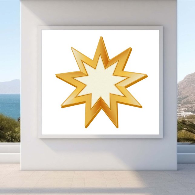 Poster Symbole baha'i (Peace. Gold nine pointed star, symbol of the Baha’i faith. )