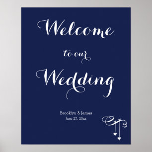 Poster Symbole bleu marine de réception mariage 16x20 ave