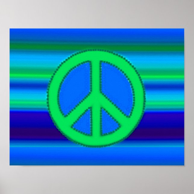 Poster Symbole bleu vert fractal et pacifique (Devant)