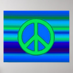 Poster Symbole bleu vert fractal et pacifique