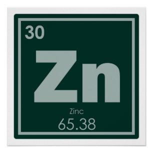 Poster Symbole chimique de l'élément de zinc chimie formu