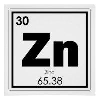 Symbole chimique de l'élément de zinc chimie formu