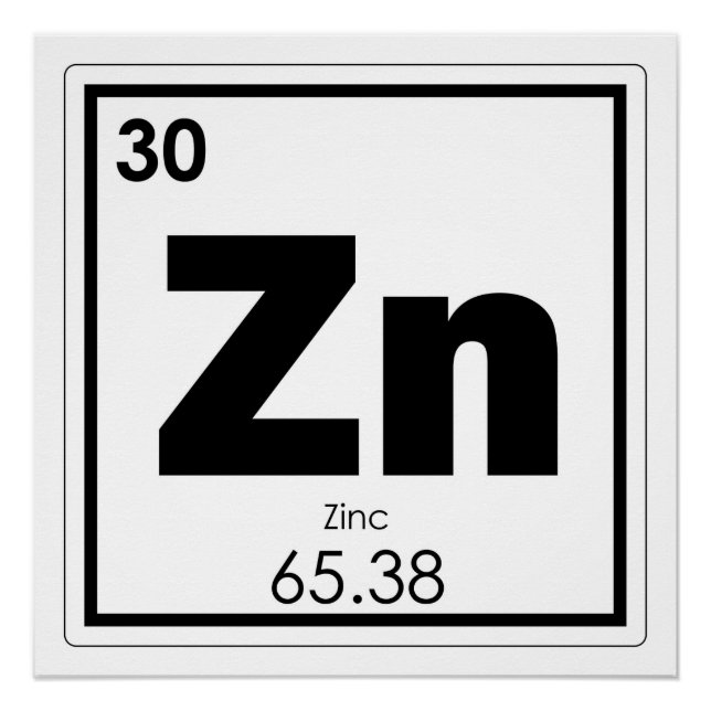 Poster Symbole chimique de l'élément de zinc chimie formu (Devant)