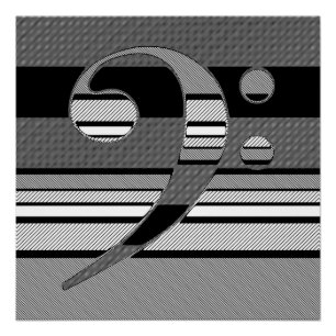 Poster Symbole Clé de basse Abstrait Musique Design géomé