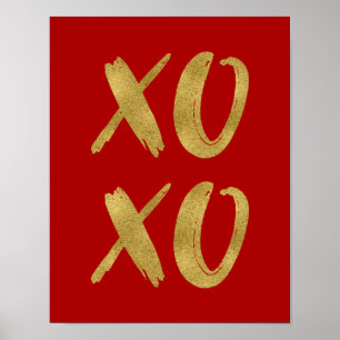 Poster Symbole d'affiche XOXO Valentine Brossé Gold Foil
