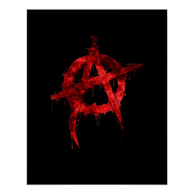 Poster Symbole d'anarchie des graffitis rouges (Devant)