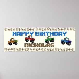 Poster Symbole d'anniversaire de quatre camions à roues
