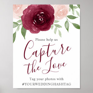 Poster SYMBOLE D'Aquarelle Bourgogne Florale Mariage