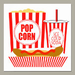 Poster Symbole de Chiens Chauds Popcorn Soda<br><div class="desc">Ce panneau présente du pop-corn,  du soda et un hot dog.</div>