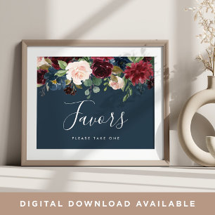Poster Symbole de faveur de mariage en fleurs radiantes