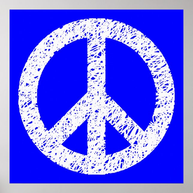 Poster Symbole de la paix tenché de Scribble - Blanc sur  (Devant)