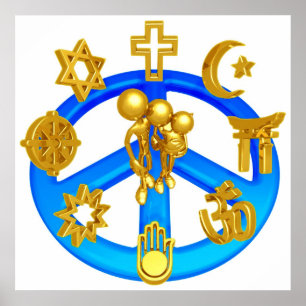 Poster Symbole de la paix unifiant toutes les religions d