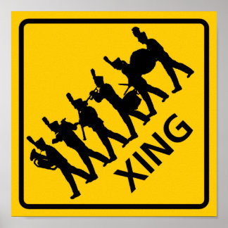 Poster Symbole de la route du passage à niveau