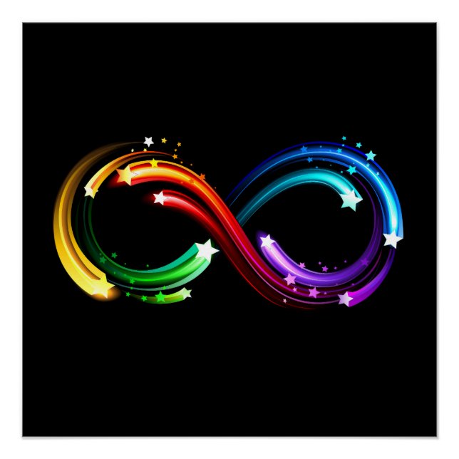 Poster Symbole de l'infini des comètes arc-en-ciel (Devant)