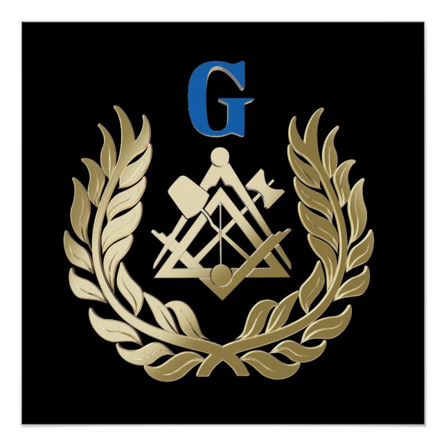 Poster Symbole de maçonnerie doré (Devant)