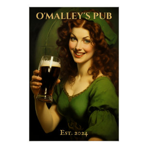 Poster Symbole de pub irlandais personnalisé   Saint Patr