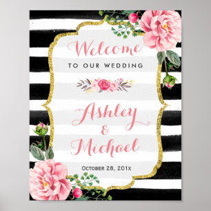 Poster Symbole de réception de mariage rayures Parties sc
