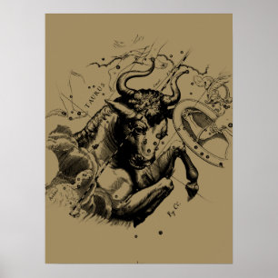 Poster Symbole de Taurus Constellation Hevelius circa 169