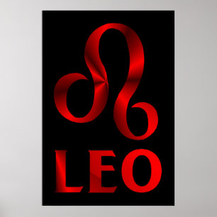 Poster Symbole d'horoscope de Leo Rouge