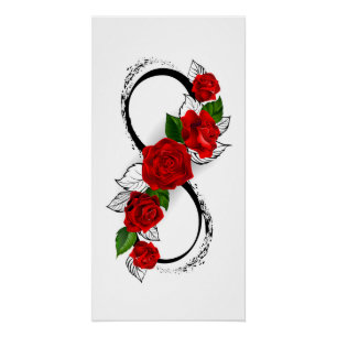 Poster Symbole d'infini avec les roses rouges
