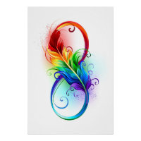 Symbole d'infini avec plume arc-en-ciel