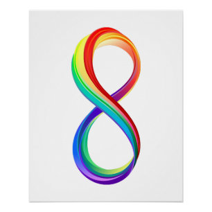 Poster Symbole d'infinité arc-en-ciel stratifié