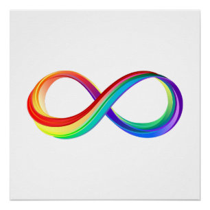 Poster Symbole d'infinité arc-en-ciel stratifié