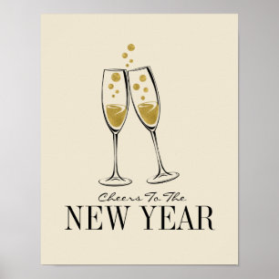 Poster Symbole du Nouvel An de Faux Gold Foil