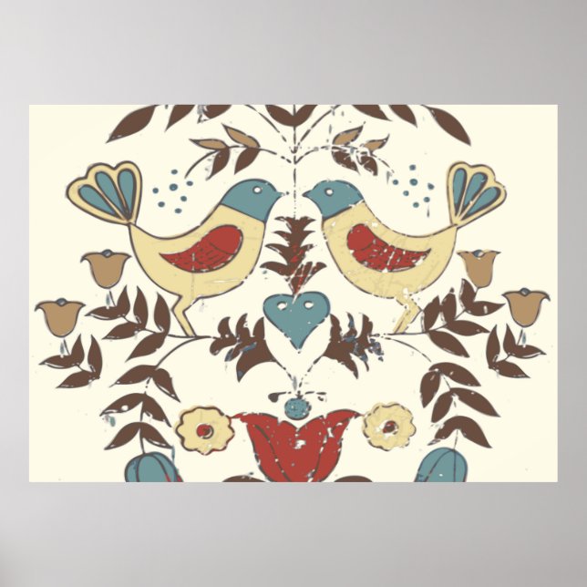 Poster SYMBOLE Hex Amish néerlandais Pennsylvanie Bird Am (Devant)