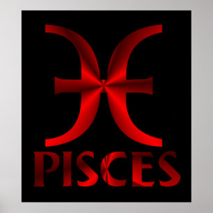 Poster Symbole Horoscope des Poissons Rouges
