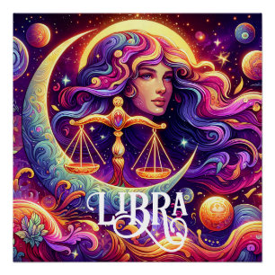 Poster Symbole Horoscope Libra Zodiac Ethérée Art Mystiqu