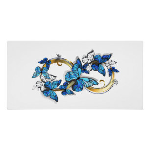 Poster Symbole infini de papillons Morpho bleus