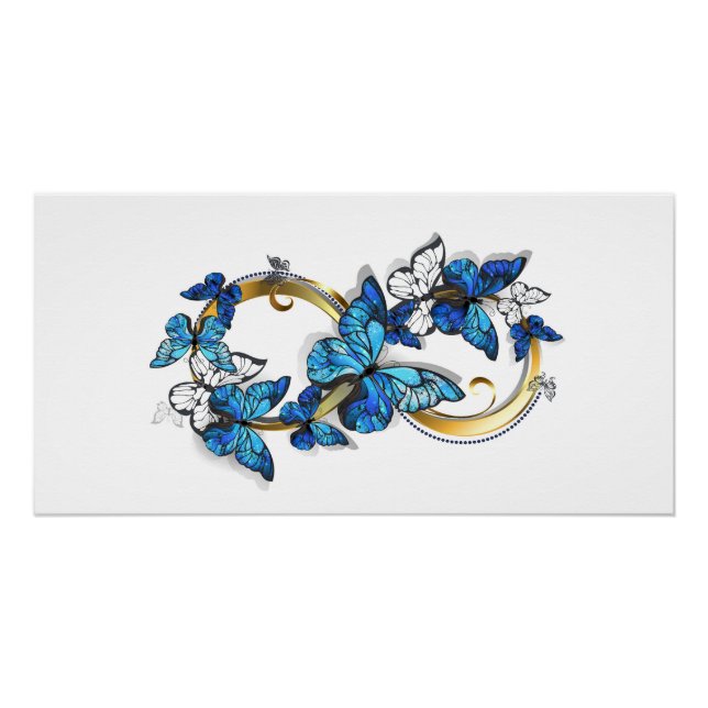 Poster Symbole infini de papillons Morpho bleus (Devant)
