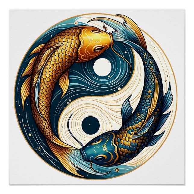 Poster Symbole japonais Yin Yang Poisson Koi (Devant)