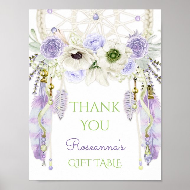 Poster SYMBOLE Lavender Dream Catcher Tribal Boho (Devant)