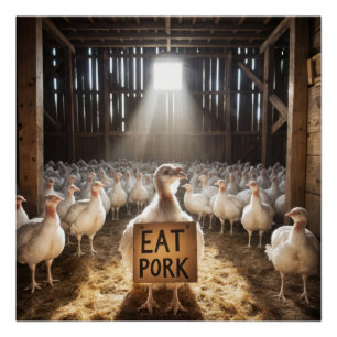 Poster Symbole "Mange Du Porc" À La Turquie De Thanksgivi