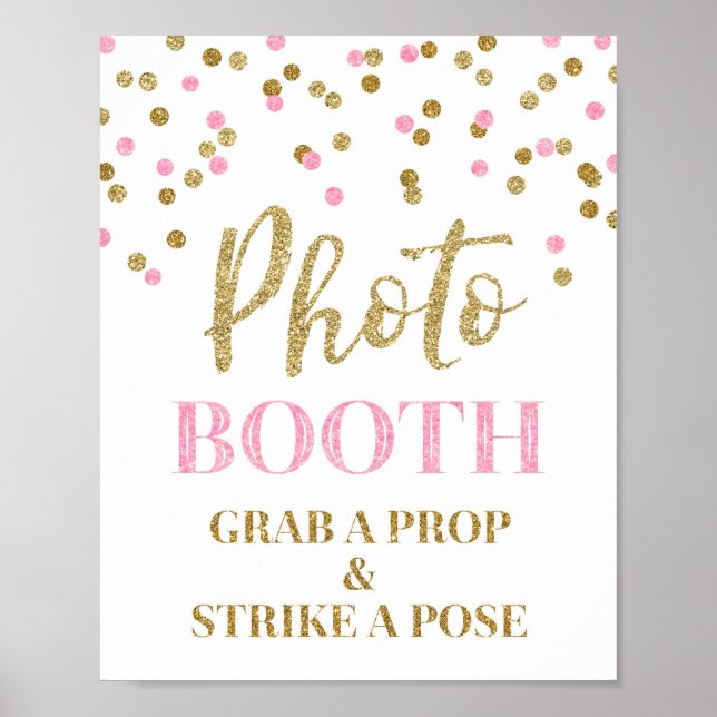 Poster Symbole Mariage de la cabine photo Gold Pink Confe (Devant)