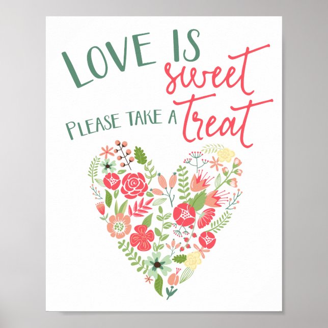 Poster SYMBOLE Mariage DU COEUR Floral Sweet Treat (Devant)