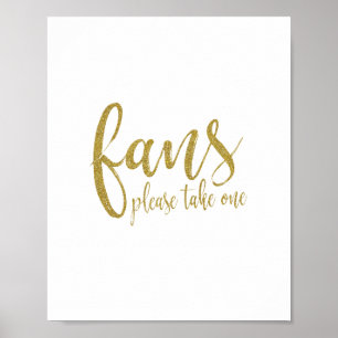 Poster Symbole Mariage Fans Gold Parties scintillant 8x10