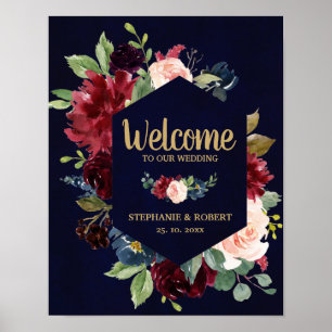 Poster SYMBOLE Mariage Rustique Boho de la Marine Rouge d