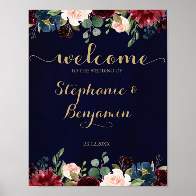 Poster SYMBOLE Mariage Rustique Boho de la Marine Rouge d (Devant)