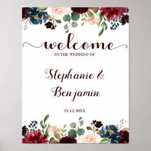 Poster SYMBOLE Mariage Rustique Boho de la Marine Rouge d