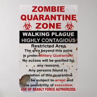 Poster SYMBOLE MILITAIRE DE quarantaine Zombie