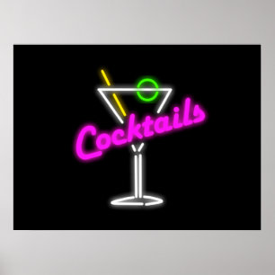Poster Symbole Neon Cocktail